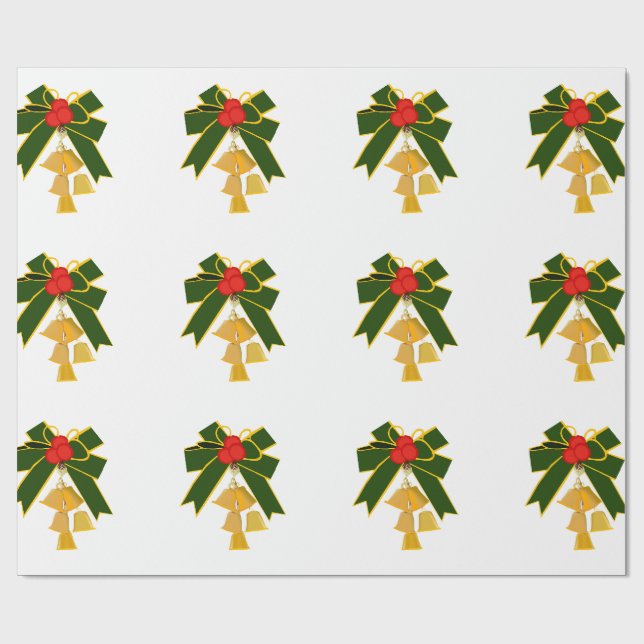 Jingle Klockor White Wrapping Papper Presentpapper (Platt)