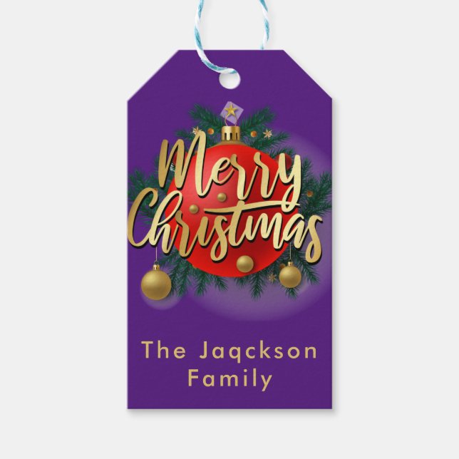 Jingle Klockor Winter Gren Snowflake-jul Presentetikett (Framsidan)