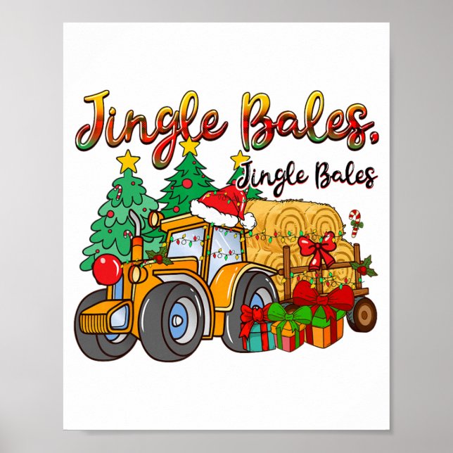 Jingle Les Traktor Gård Jul Puns  Poster (Framsidan)