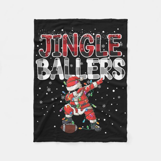 Jingle Llers Tomte Fotboll Jul Fotboll Karo _ Fleecefilt (Framsidan)