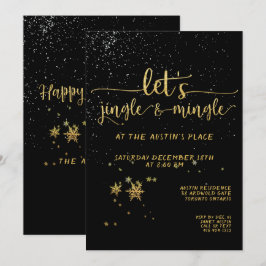 Jingle Mingle Black Guld Calligraphy Julfest Inbjudningar