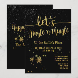 Jingle Mingle Black Guld Calligraphy Julfest Inbjudningar