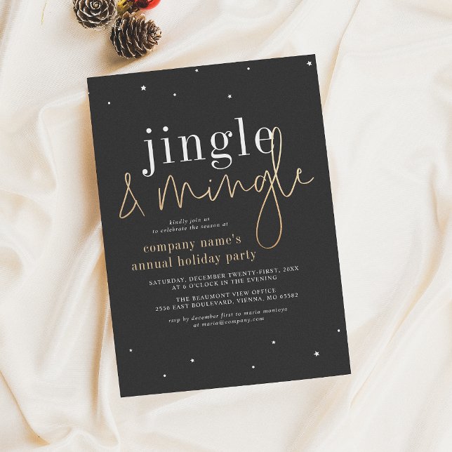 Jingle & Mingle Black Guld Corporate Julfest Julkort (Skapare uppladdad)