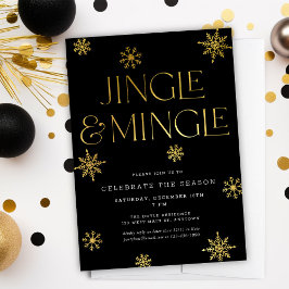 Jingle & Mingle Black Guld Snöflingor Helgdag Inbjudningar