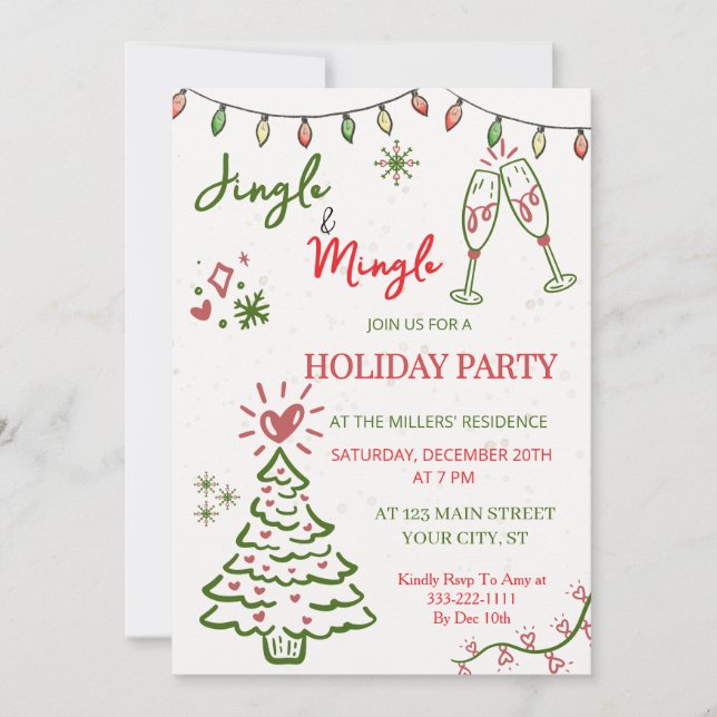 Jingle & Mingle Christmas  Holiday Party  Inbjudningar (Framsida)