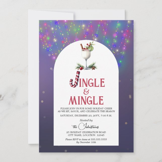 Jingle & Mingle Cocktail-Julfest Inbjudningar (Framsida)