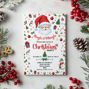 Jingle & Mingle Cute Santa Festive Jul Party Inbjudningar