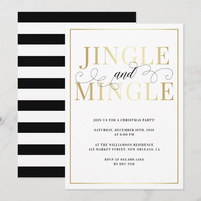 Jingle & Mingle | Elegantens Julfest Inbjudningar (Fram/baksida)