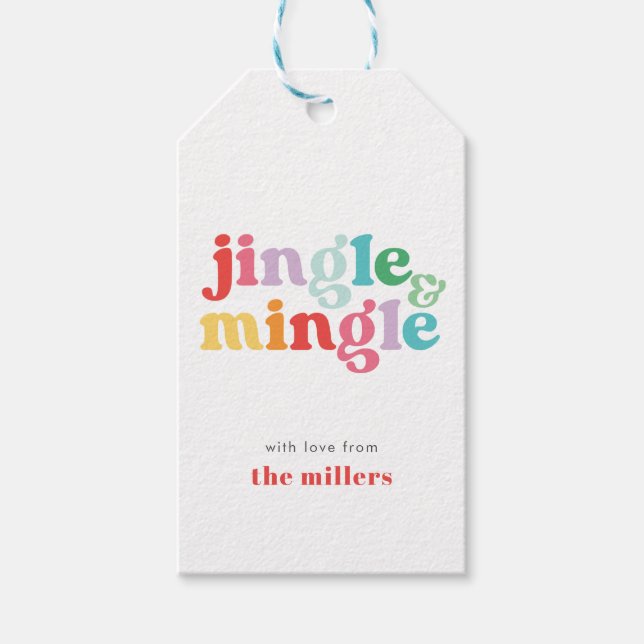 Jingle & Mingle Festiv Färgglad Jul Presentetikett (Framsidan)