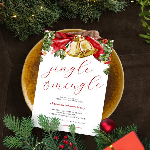 Jingle & Mingle Festive Guld Klockor jul Party Inbjudningar