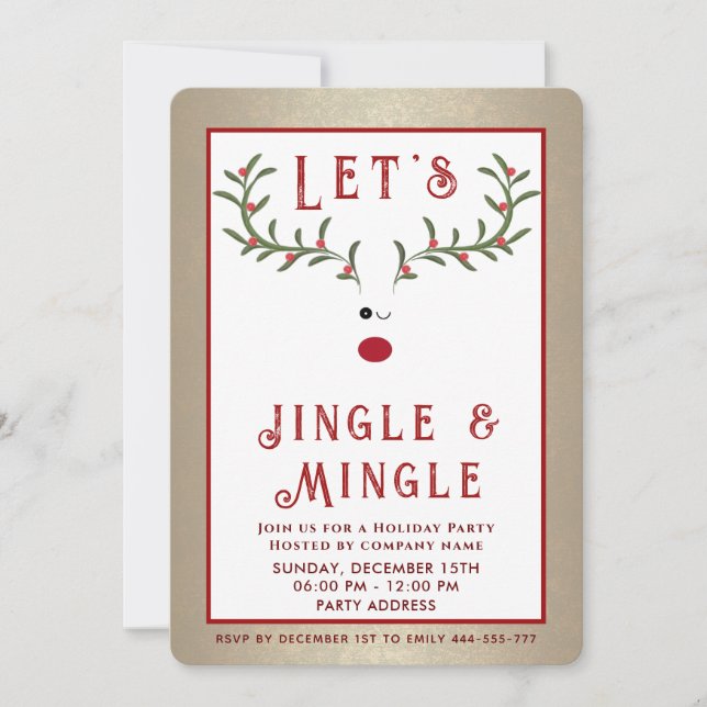 Jingle & Mingle Funny holly renar helgdag Inbjudningar (Framsida)