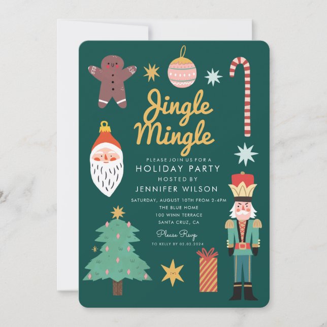 Jingle Mingle Glad Jul Festlig Julfest Inbjudningar (Framsida)
