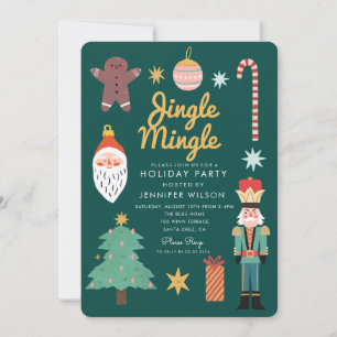 Jingle Mingle Glad Jul Festlig Julfest Inbjudningar