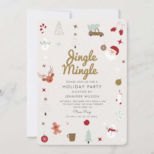 Jingle Mingle God jul Julfest Inbjudningar (Framsida)