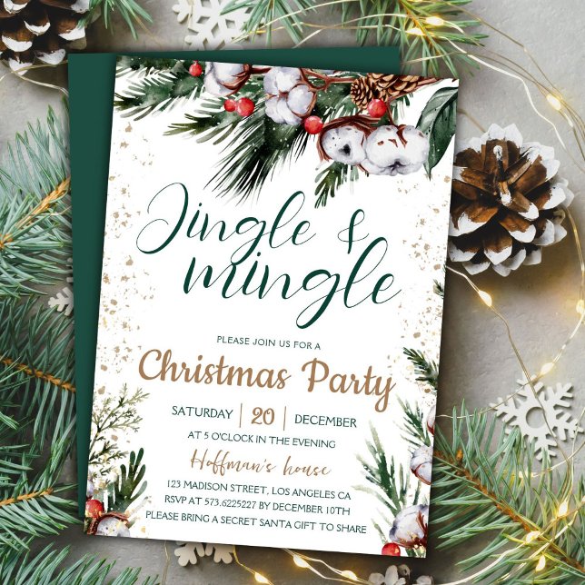 Jingle & Mingle | Gräs Greenery jul Party Inbjudningar (Skapare uppladdad)