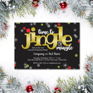 Jingle & Mingle Guld Red and Grönt jul Party Inbjudningar