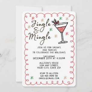 Jingle & Mingle Hand plockade Jul Julfest Inbjudningar