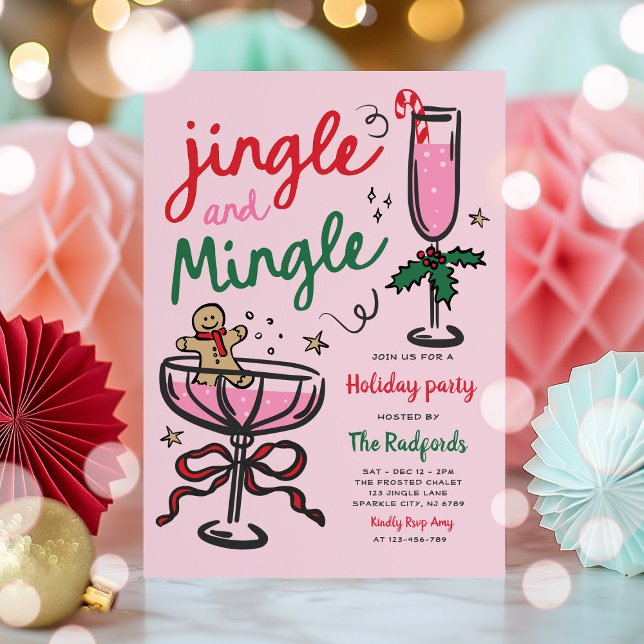Jingle & Mingle Hand plockade Jul Julfest Inbjudningar (Skapare uppladdad)