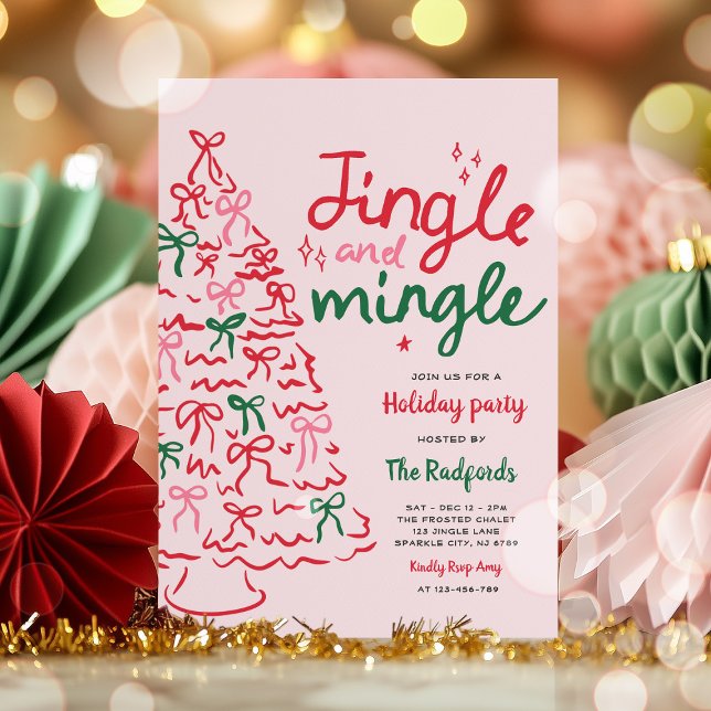 Jingle & Mingle Hand plockade Jul Julfest Inbjudningar (Skapare uppladdad)