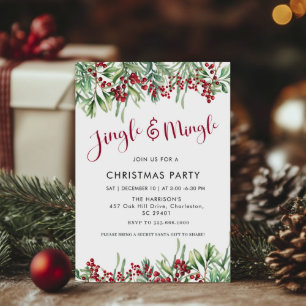 Jingle & Mingle Helgdag Greenery jul Party Inbjudningar