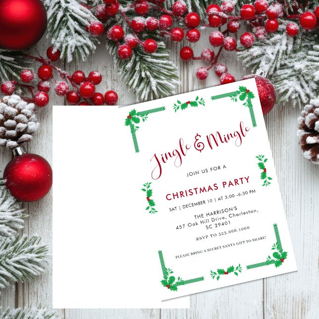 Jingle & Mingle Helgdag Greenery jul Party Inbjudningar (Skapare uppladdad)