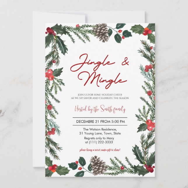 Jingle & Mingle Holiday Christmas   Inbjudningar (Framsida)