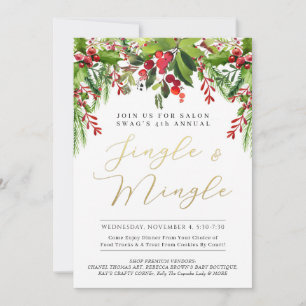 Jingle & Mingle i Fresh Garland Evenemangsinbjudan Julkort