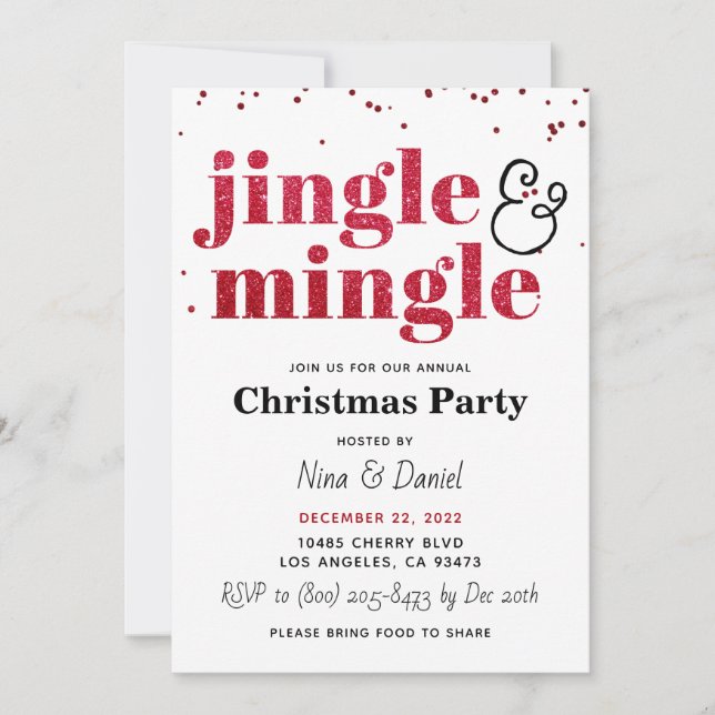 Jingle & Mingle-inbjudan till julfest Inbjudningar (Framsida)