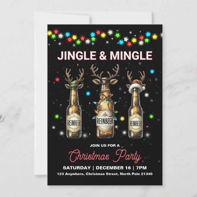 Jingle Mingle-inbjudan till Party under vuxen jul Inbjudningar (Framsida)