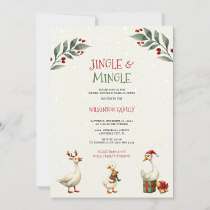 Jingle & mingle jul Geese Party-inbjudan Inbjudningar