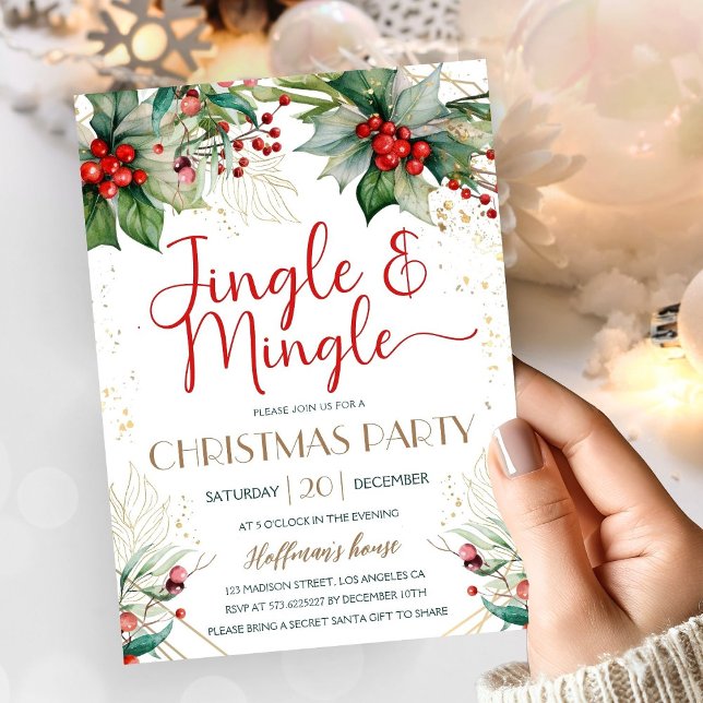 Jingle & Mingle jul Party Greenery Red Berry Inbjudningar (Skapare uppladdad)