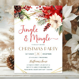 Jingle & Mingle jul Party Red Poinsettia Inbjudningar