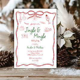 Jingle Mingle jul röd klotter doodles Inbjudningar