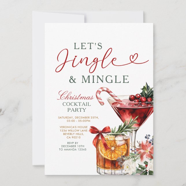 Jingle & Mingle Julcocktail Julfest Firande Inbjudningar (Framsida)