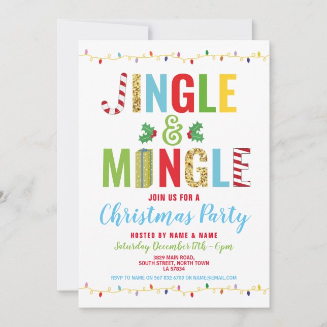 Jingle & Mingle Julfest Firande Semester Inbjudan (Framsida)