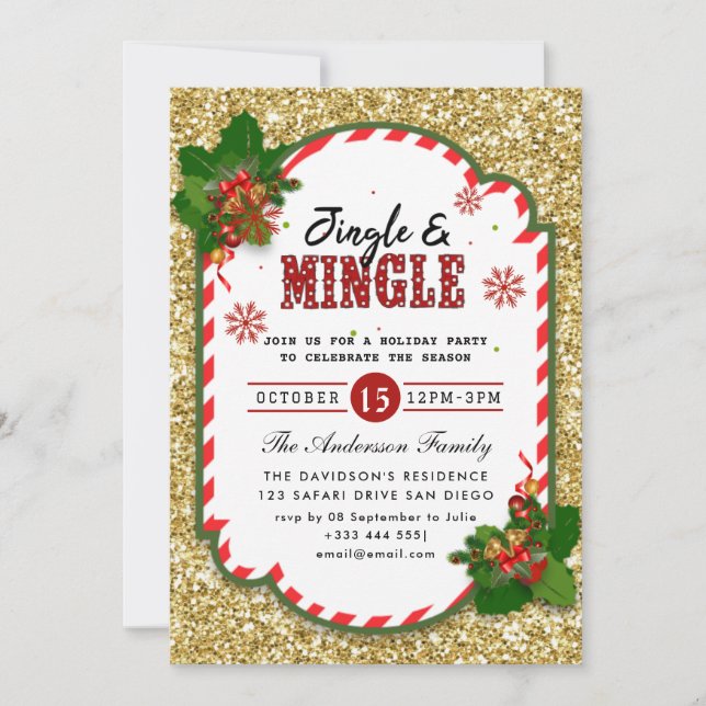 Jingle & Mingle Julfest-inbjudan Inbjudningar (Framsida)