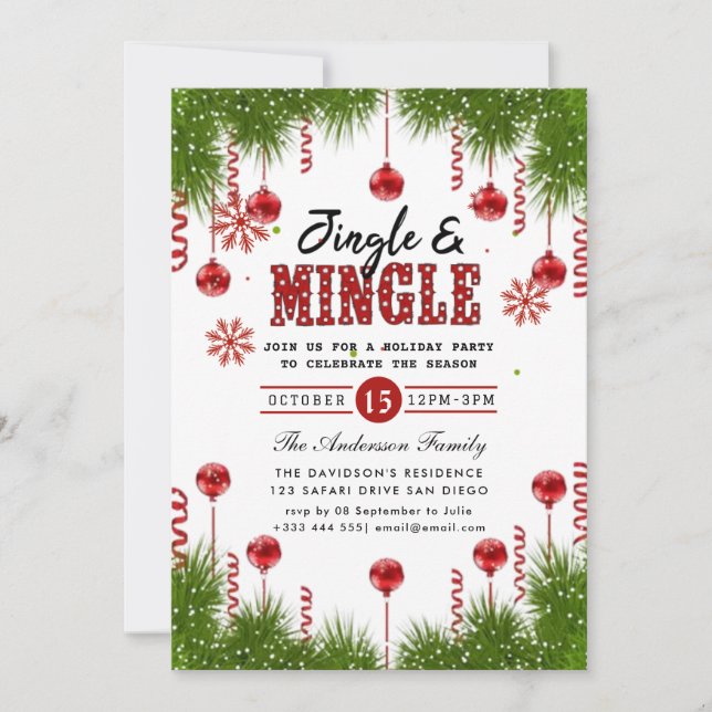 Jingle & Mingle Julfest-inbjudan Inbjudningar (Framsida)