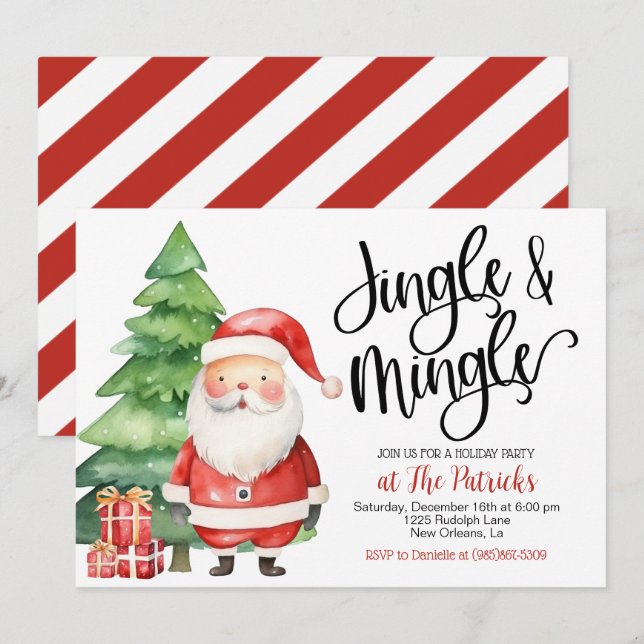 Jingle & Mingle Julfest-inbjudan Inbjudningar (Fram/baksida)