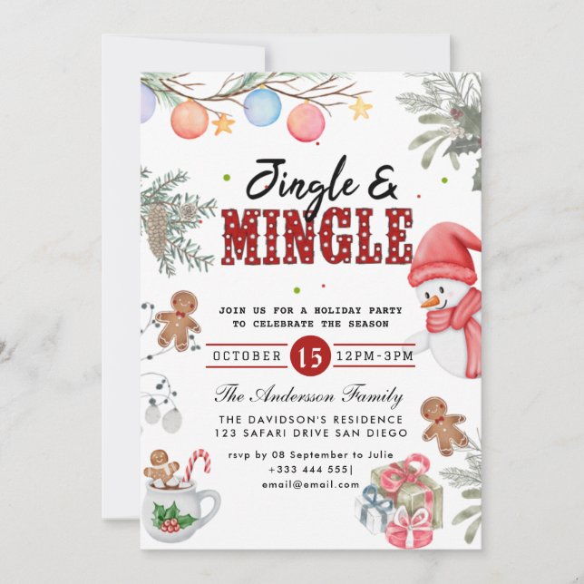 Jingle & Mingle Julfest-inbjudan Inbjudningar (Framsida)
