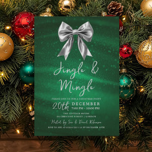 Jingle Mingle Julfest Silver Bow Grön Inbjudningar