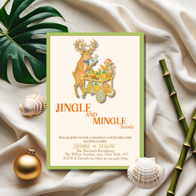 Jingle & Mingle julfest Tropical Inbjudningar (Jingle & Mingle Christmas party Tropical Invitation)