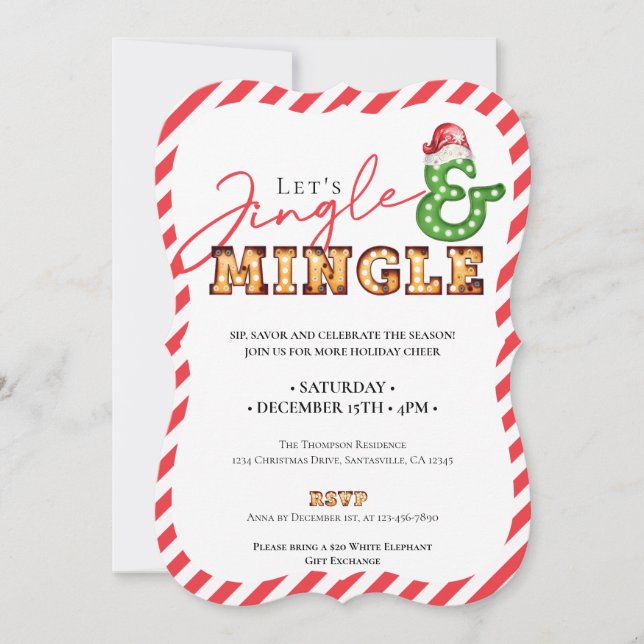 Jingle & Mingle julmarquee Julhelg Inbjudningar (Framsida)