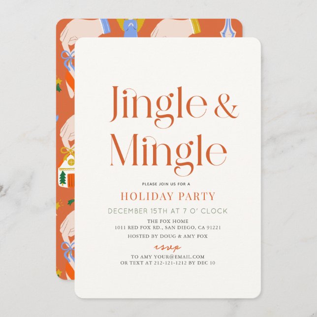 Jingle & Mingle Minimal Jul-Julfest Inbjudningar (Fram/baksida)