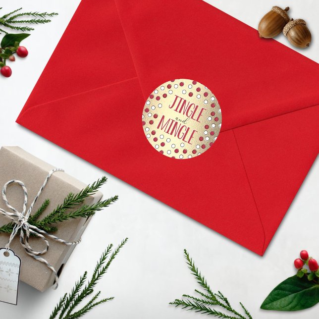 Jingle & Mingle Modern Julfest Runt Klistermärke (Skapare uppladdad)