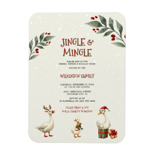 Jingle Mingle Party-inbjudan till julgäss Magnet