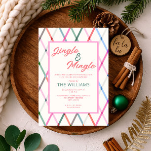 Jingle Mingle Pastel Checkated Mönster jul Inbjudningar