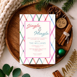 Jingle Mingle Pastel Checkated Mönster jul Inbjudningar