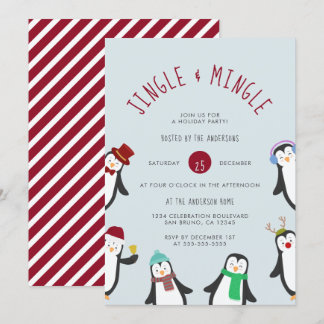 Jingle & Mingle Penguin Julfest Inbjudningar