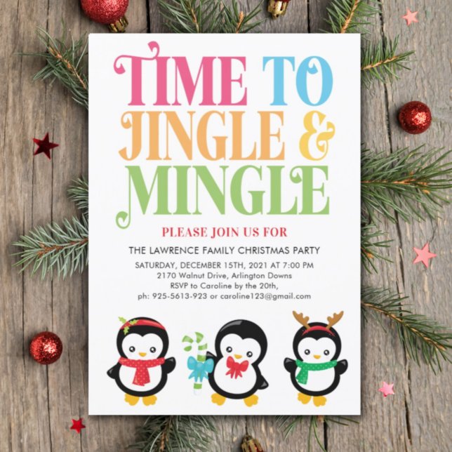 Jingle & Mingle Penguin Roligt jul Party Inbjudningar (Skapare uppladdad)