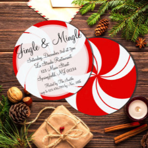 Jingle & Mingle Peppermint-julinbjudan Inbjudningar